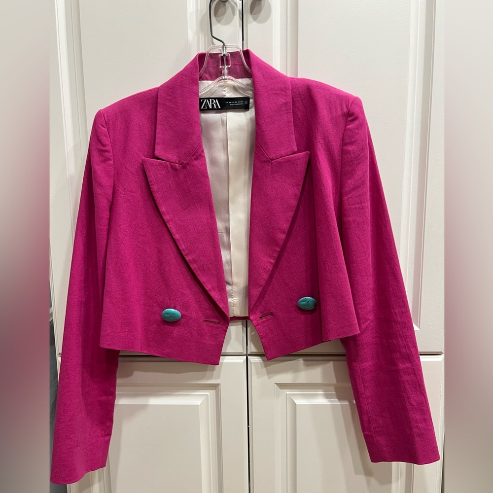 Zara Linen Cropped Blazer Size XS